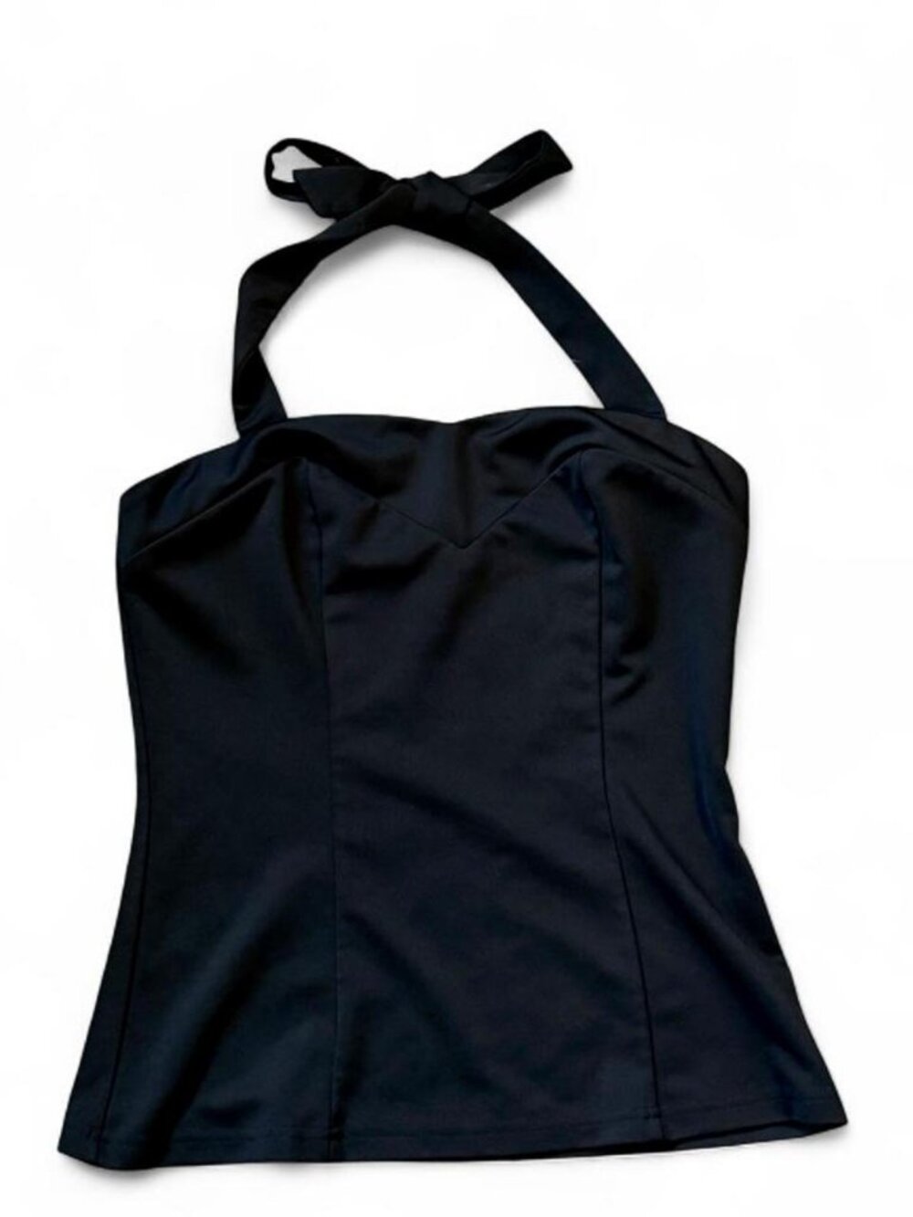 Belle Pogue Black Halter Top with Bow